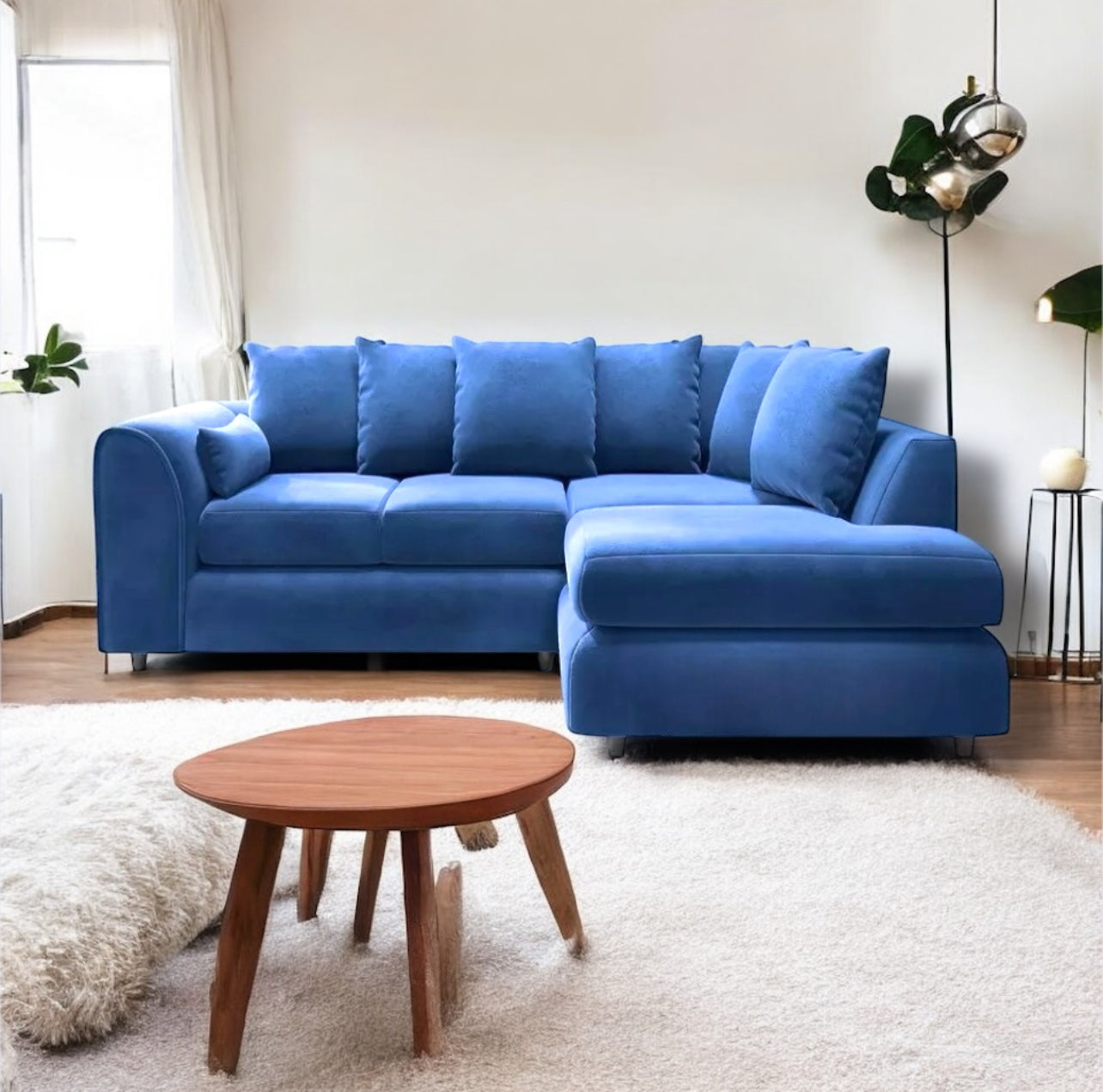 PLUSH VELVET SCATTER BACK L SHAPE SOFA