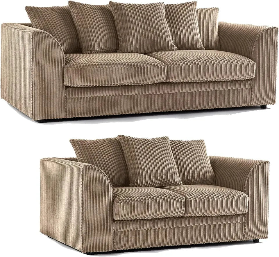 3+2 SEATER JUMBO CORD SCATTER BACK SOFA SET