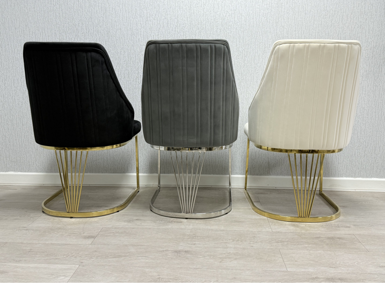 Lasco Velvet Dining Chair with Chrome legs