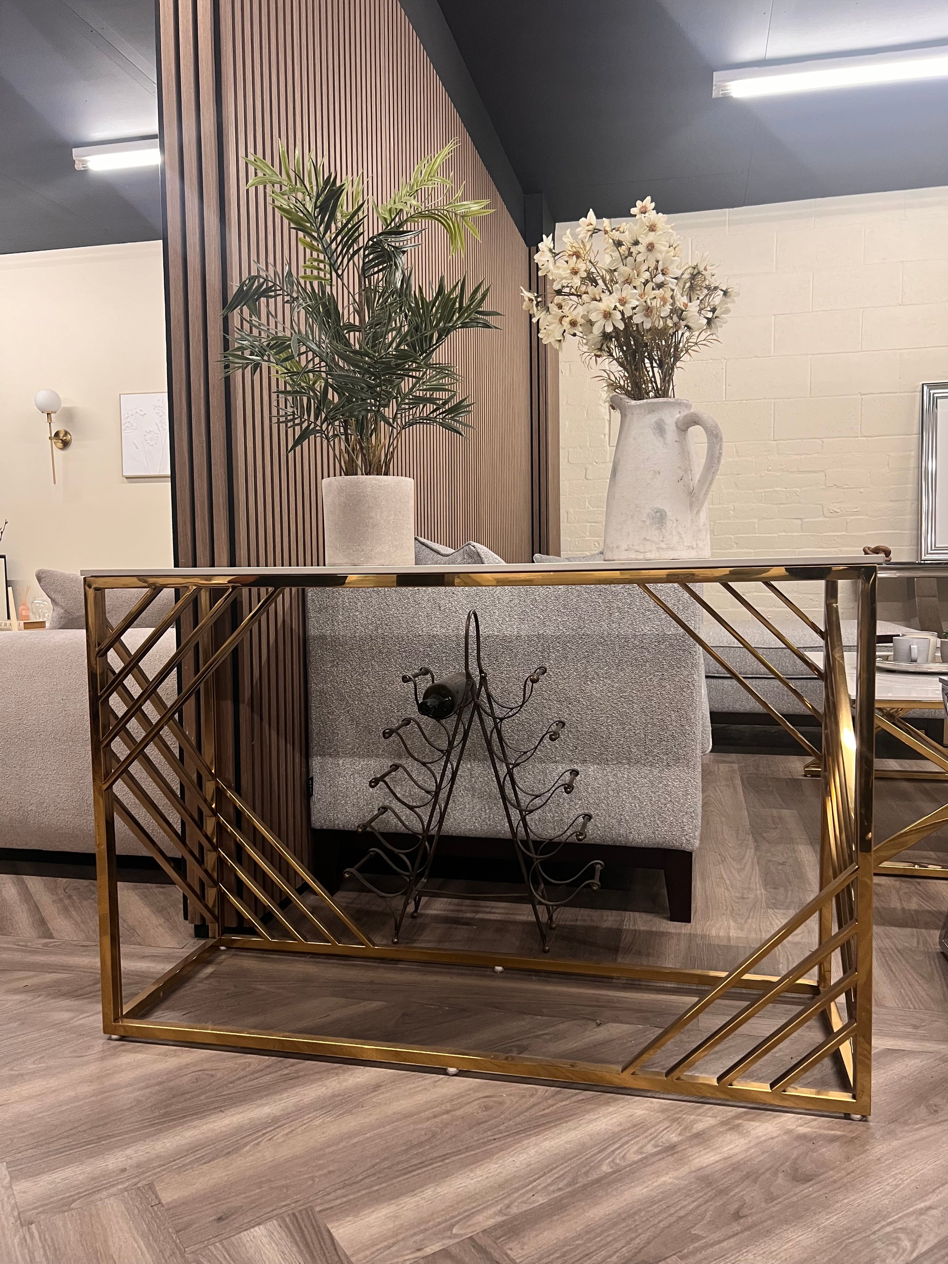 Azuri Gold Marble Console Table
