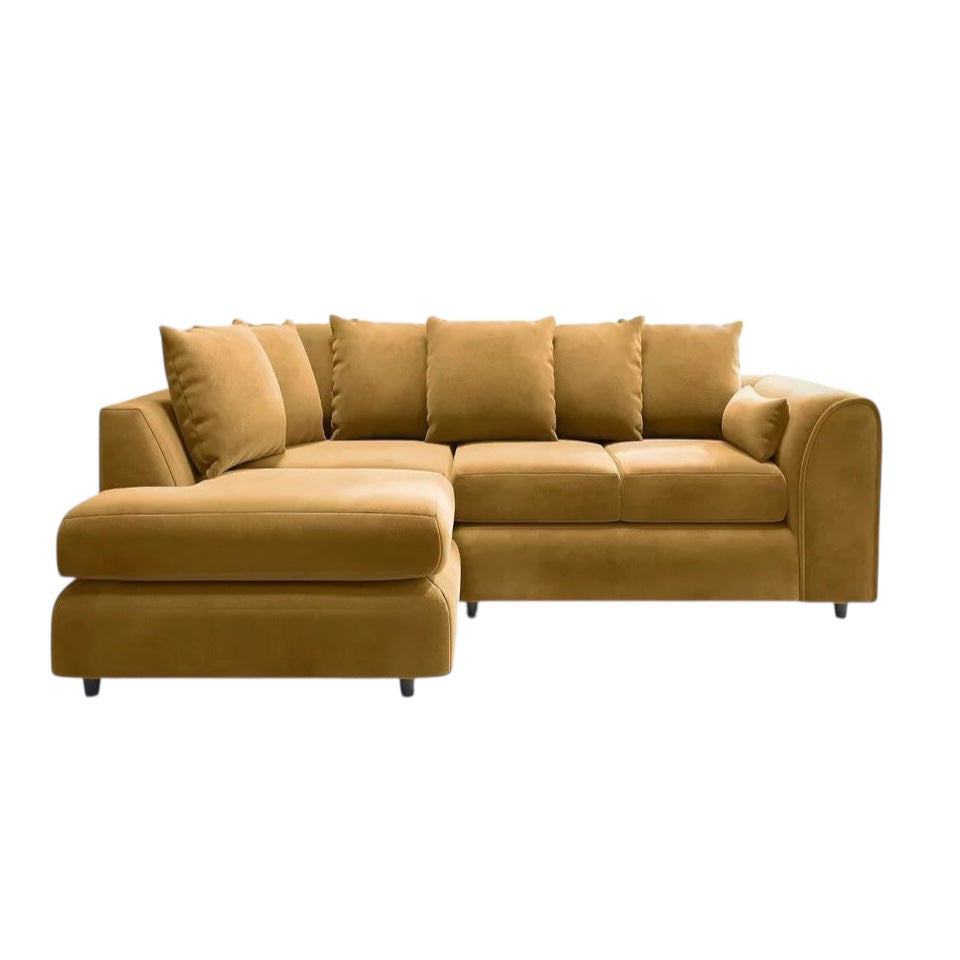 PLUSH VELVET SCATTER BACK L SHAPE SOFA