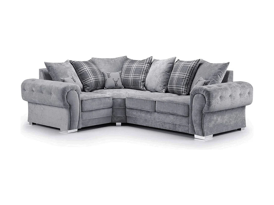 Verona Fabric Scatter Back in Grey Corner Sofa