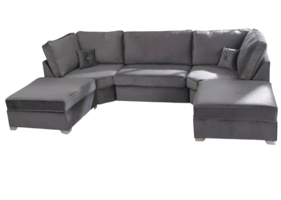 BISHOP U SHAPE FULL BACK CORNER SOFA – PLUSH VELVET