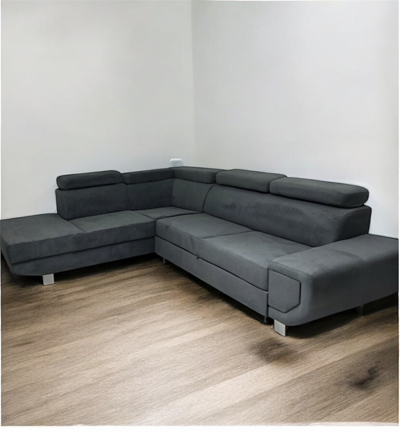 Graceland Corner Sofa Bed & Storage in Graphite Chenille