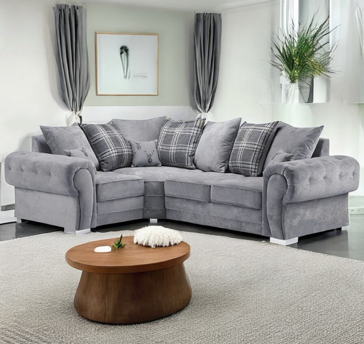 Verona Fabric Scatter Back in Grey Corner Sofa