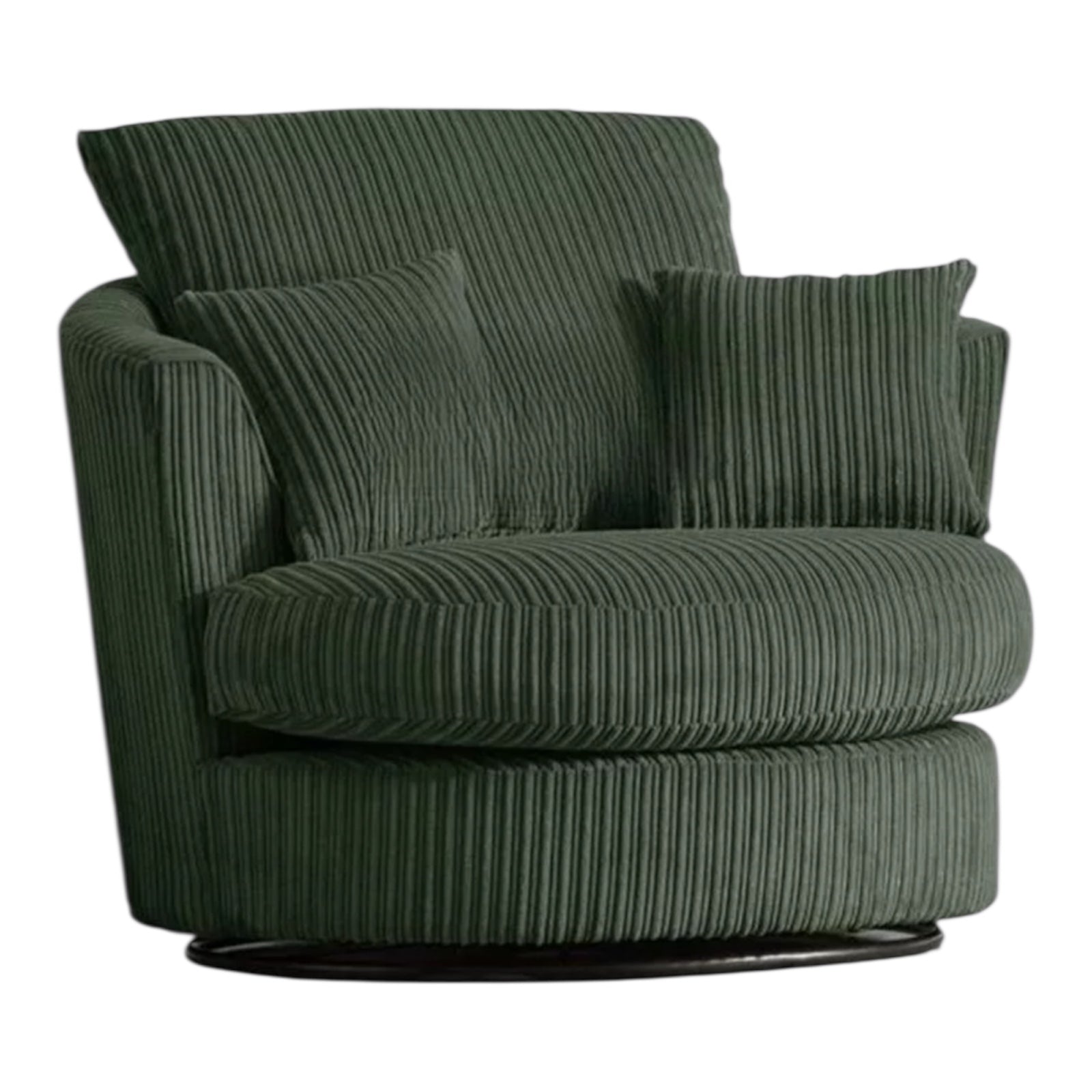 Forest Green - Jumbo Cord 3+2 Seater - Corner Sofa Suite Set - Footstool & Swivel Chair