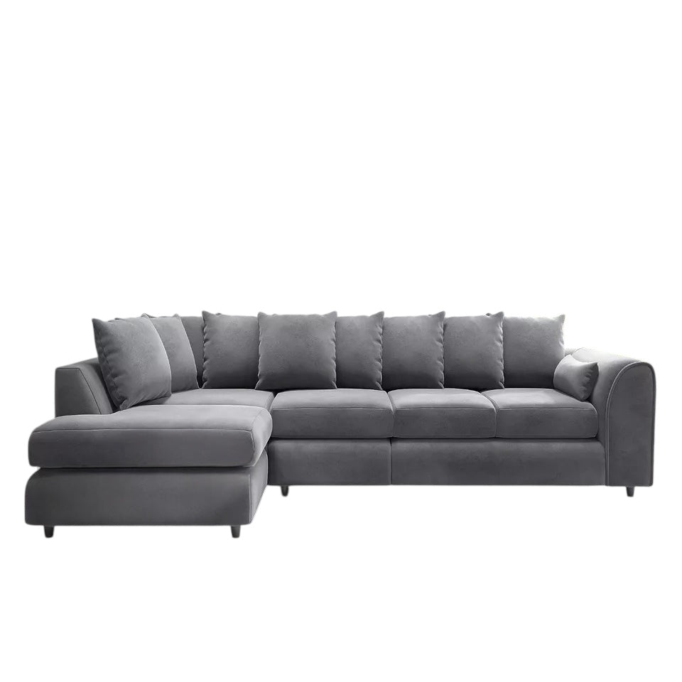 XL-5 Seater Plush Velvet Scatter Back Corner Sofa