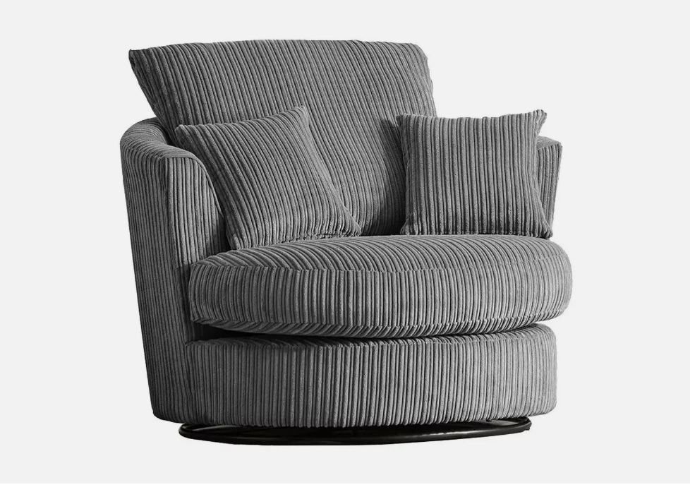 Grey Cord Cuddle Swivel Chair