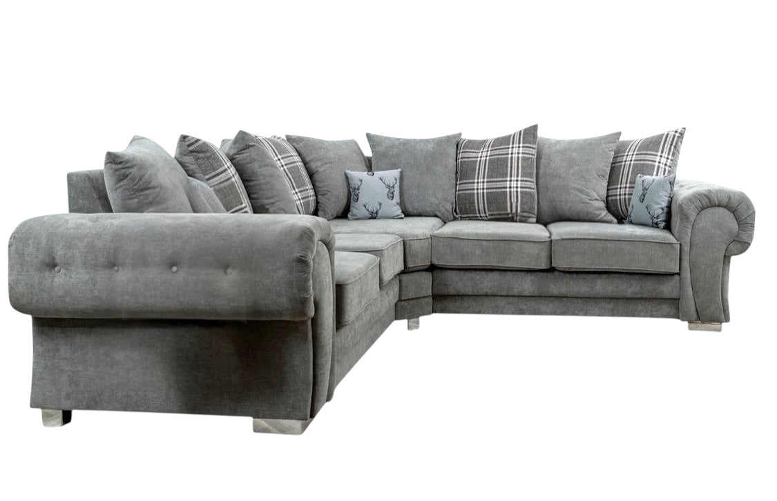 Verona Fabric Scatter Back in Grey Corner Sofa