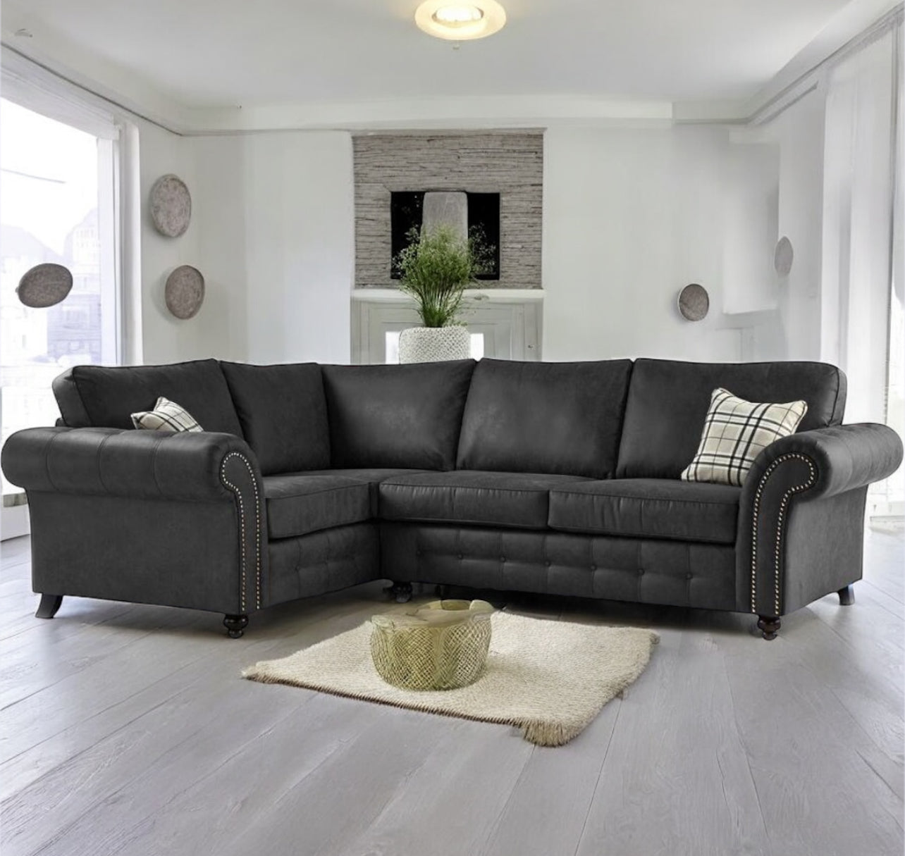 Oakland Black Corner Sofa set