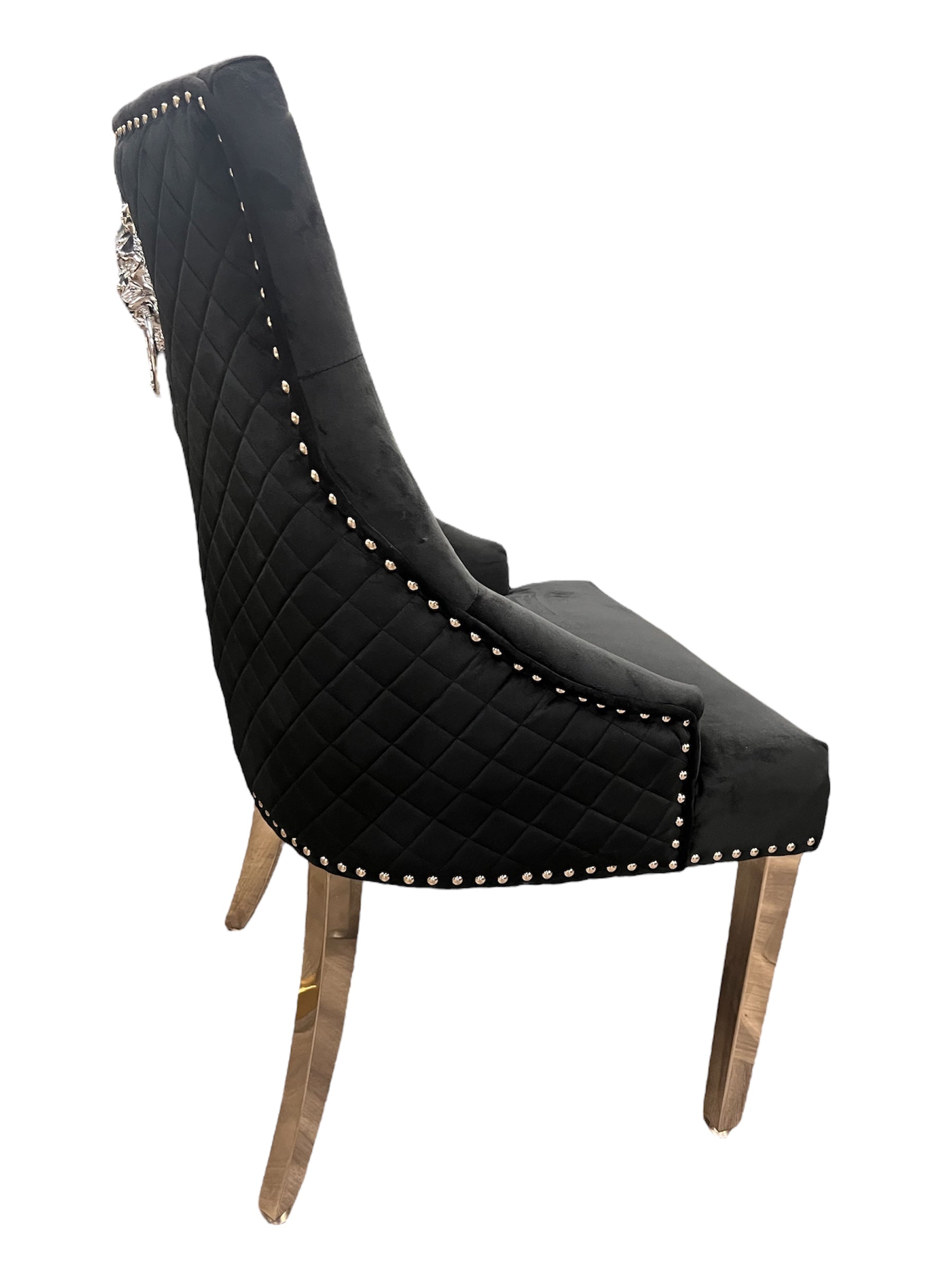 Majestic Lion Knocker Velvet Dining Chair