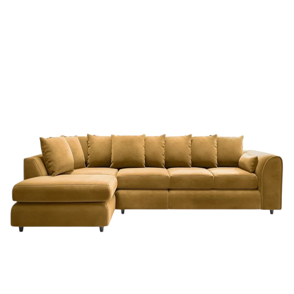 XL-5 Seater Plush Velvet Scatter Back Corner Sofa