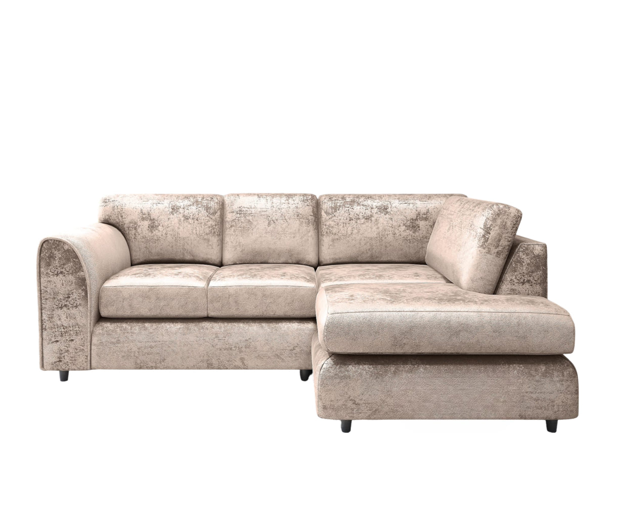 SILVER CRUSHED VELVET FULL BACK L SHAPE CORNER SOFA