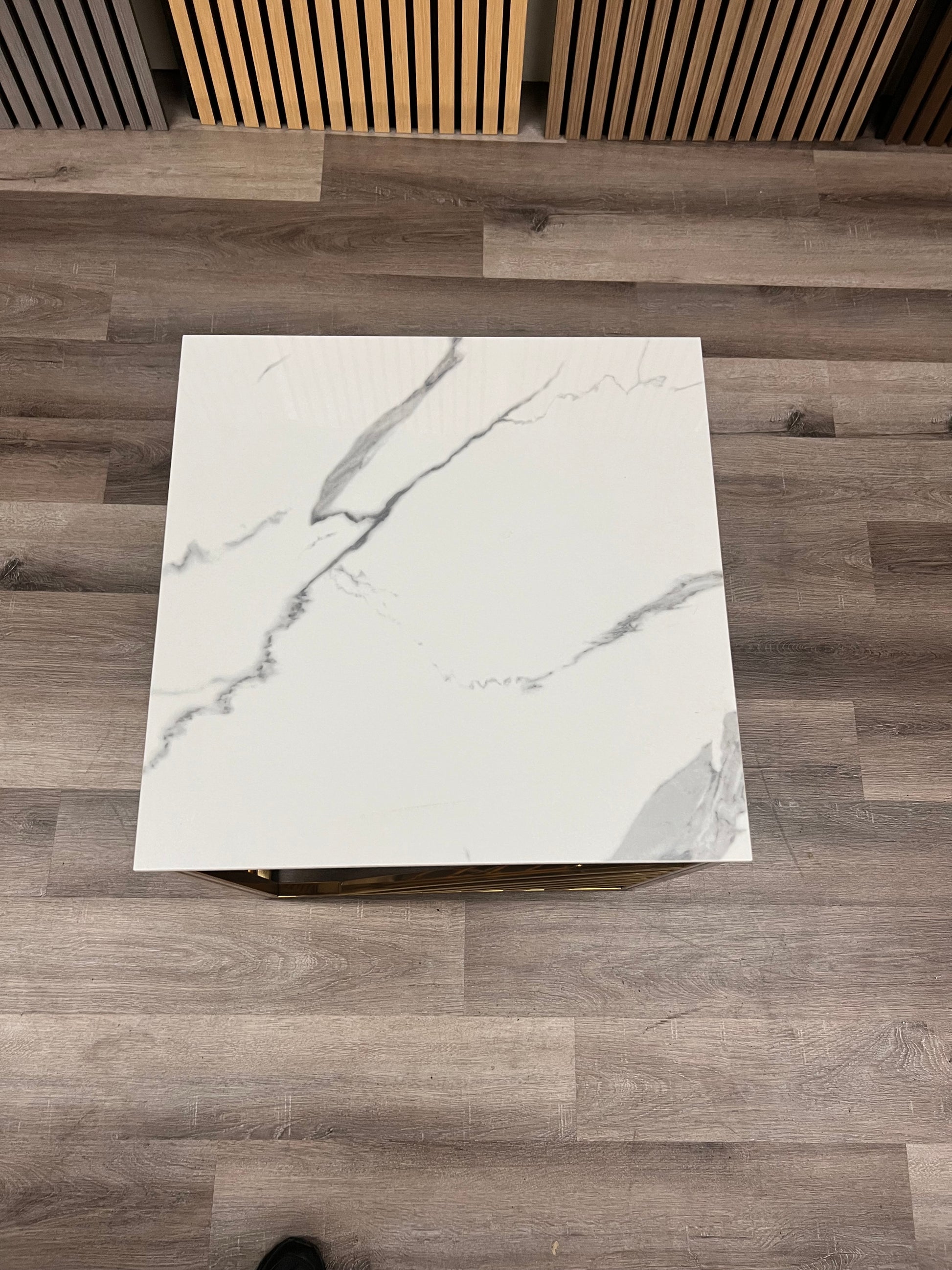 Azuri Gold Marble Lamp Side Table
