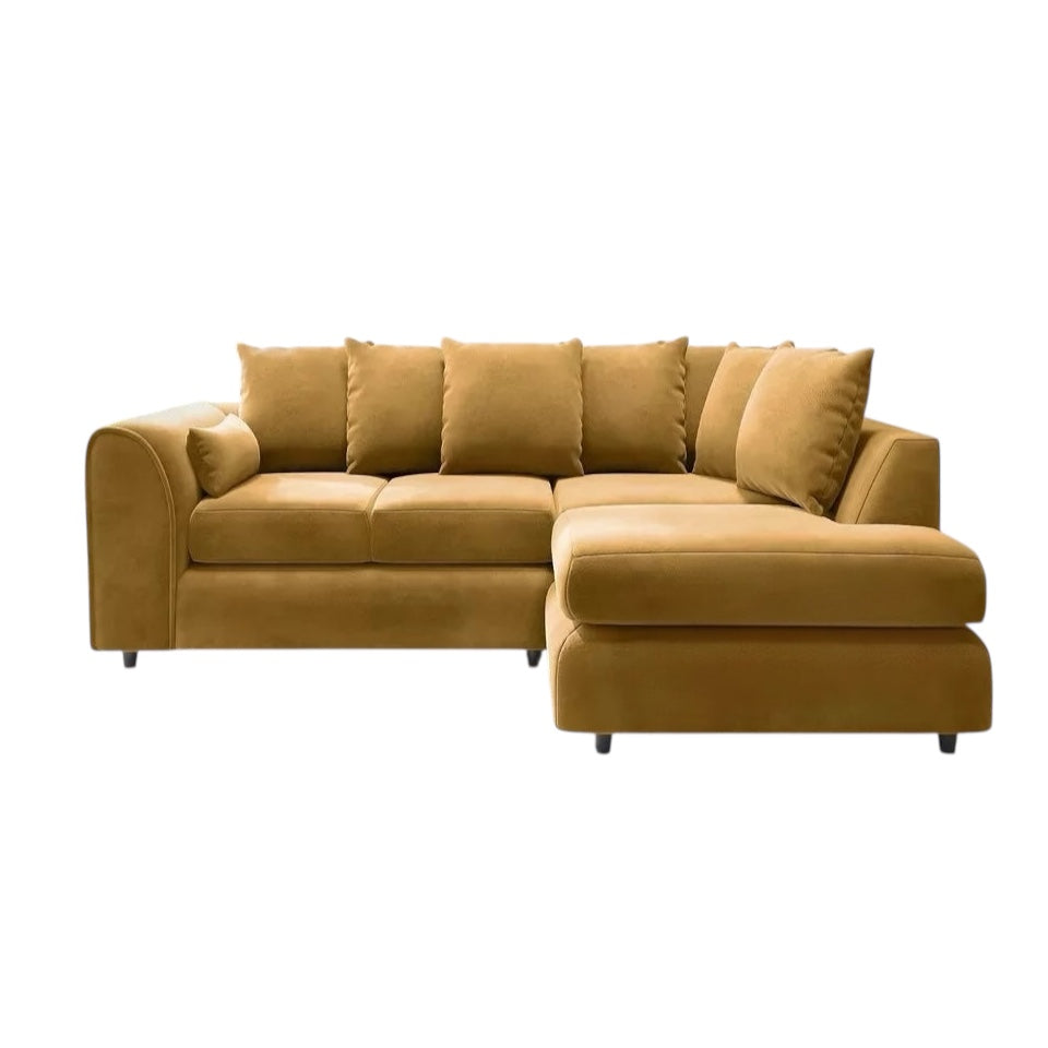 PLUSH VELVET SCATTER BACK L SHAPE SOFA