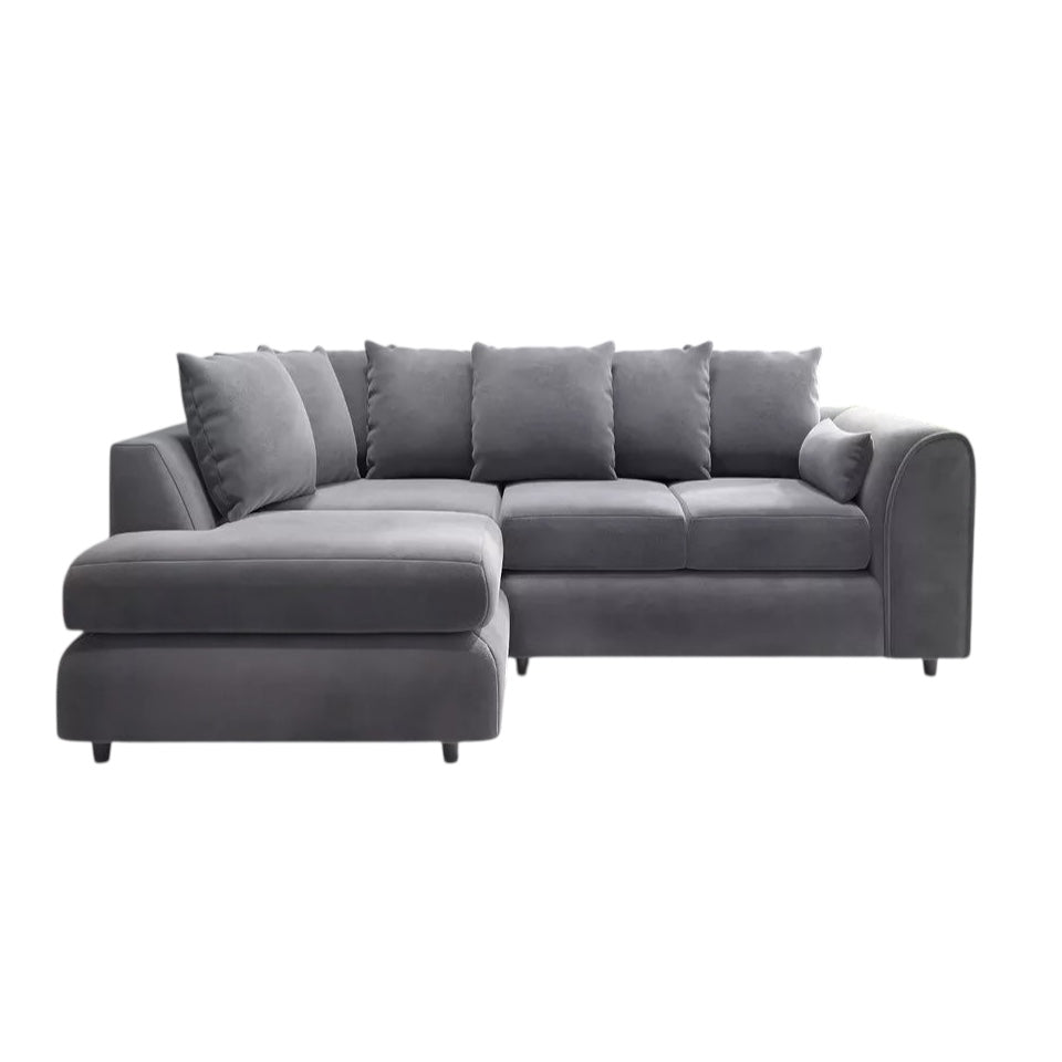 PLUSH VELVET SCATTER BACK L SHAPE SOFA