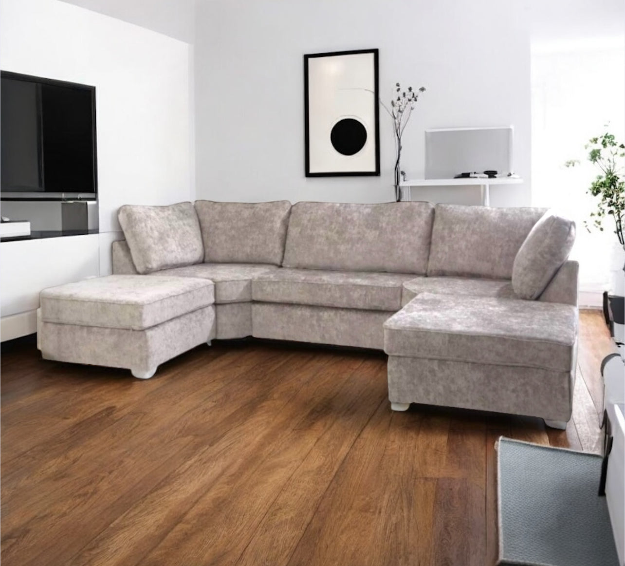 BISHOP U SHAPE FULL BACK CORNER SOFA – PLUSH VELVET