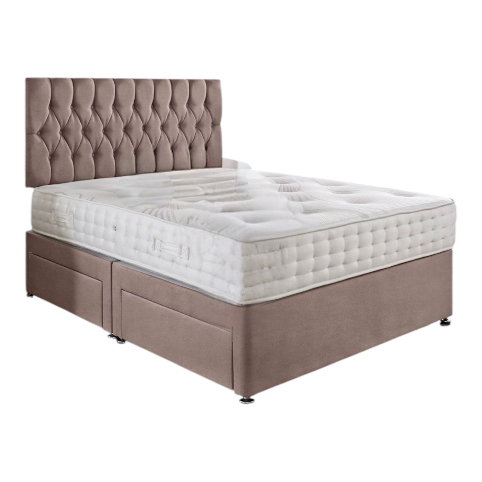 Beirut Headboard Divan Storage Bed Set & 2000 Sprung Mattress Included