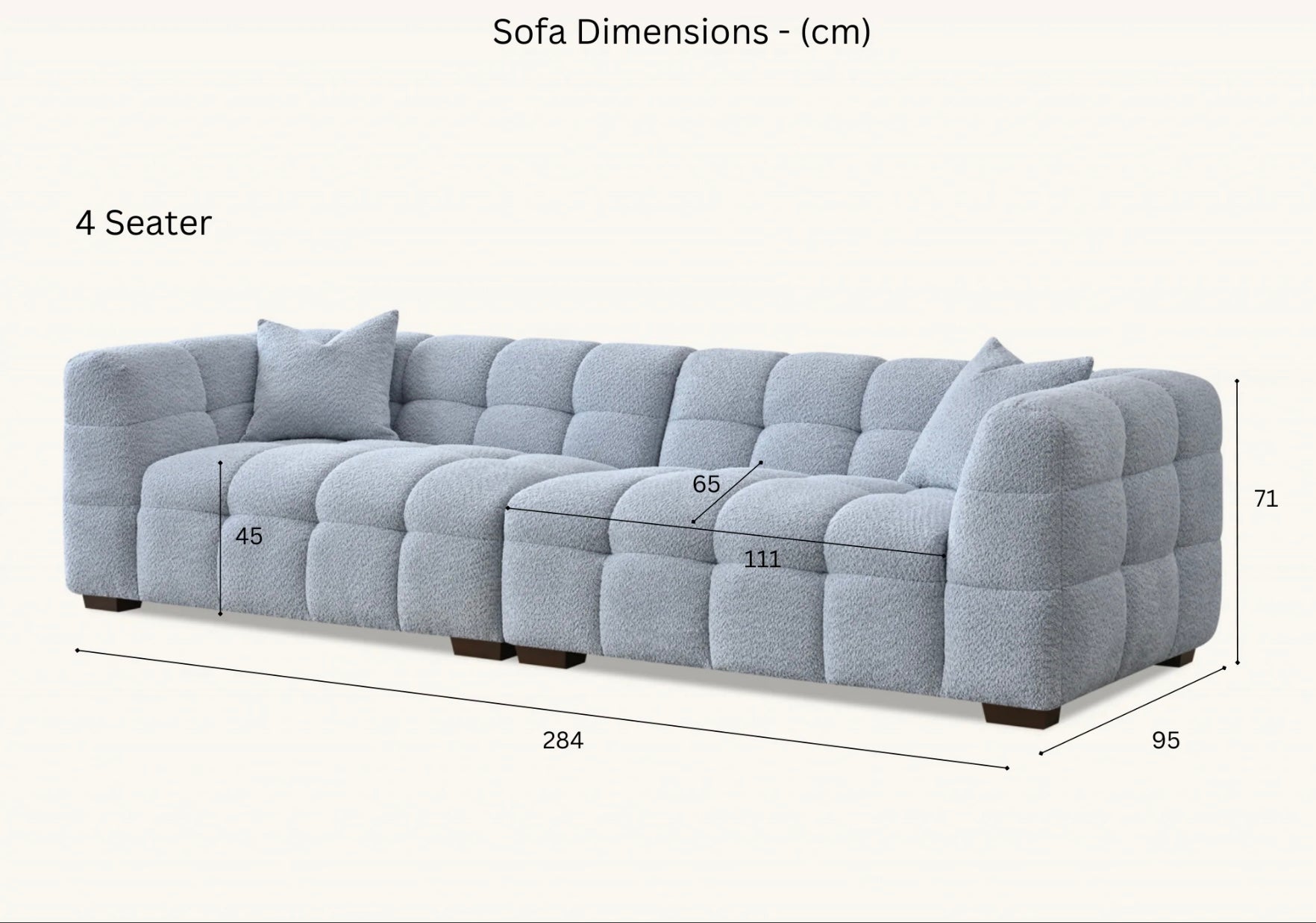 Tribeca 4 Seater Sofa In Pearl Boucle Fabric