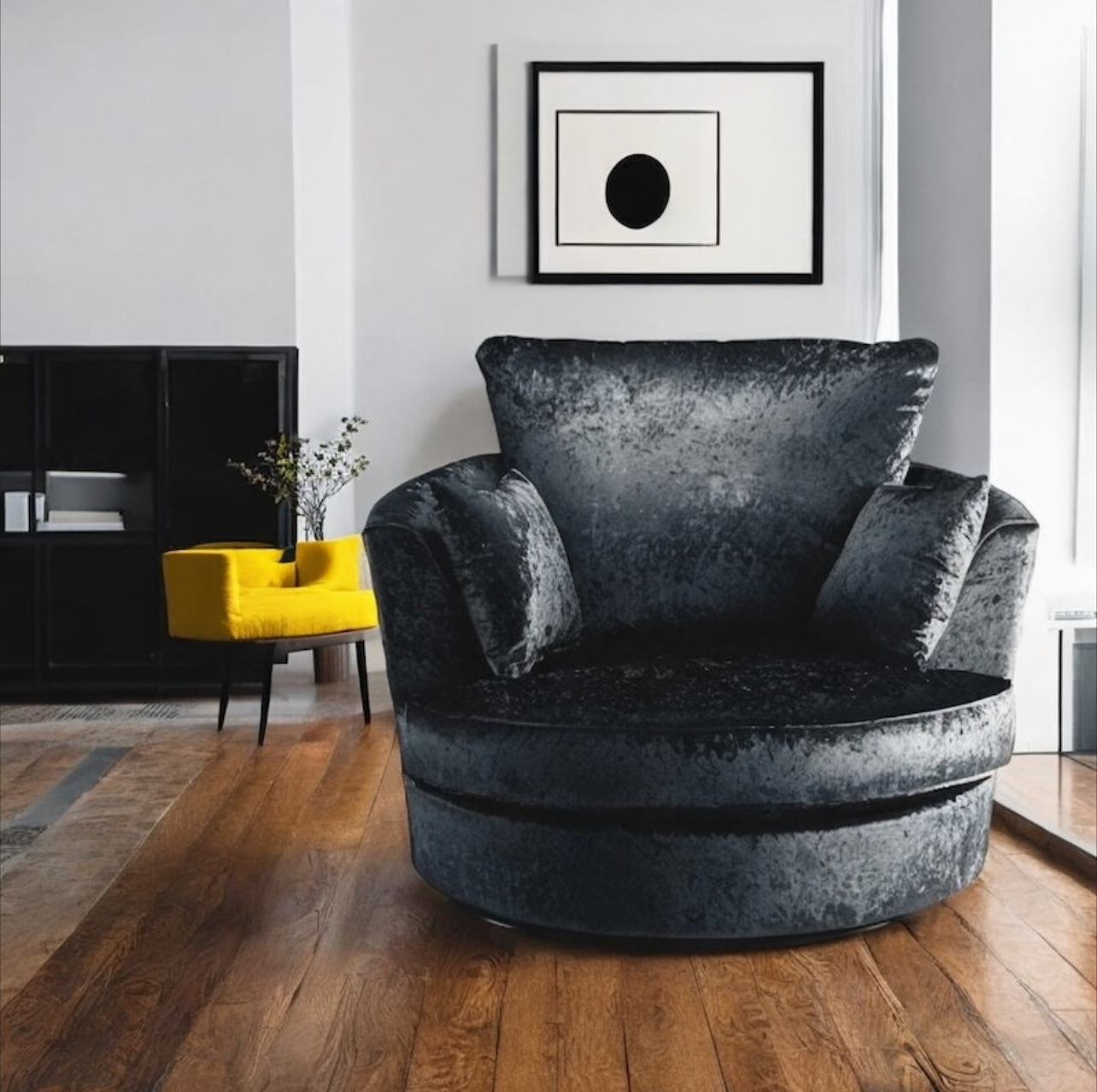 Crushed Velvet Cuddle Swivel Chair