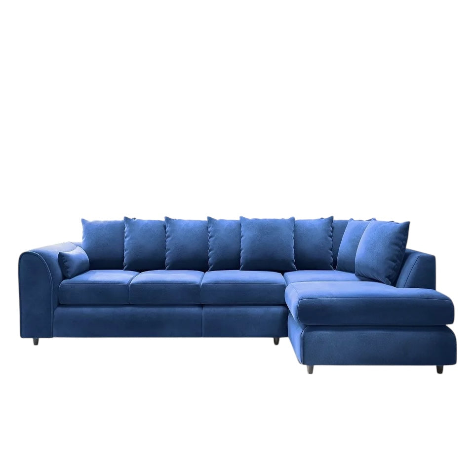 XL-5 Seater Plush Velvet Scatter Back Corner Sofa