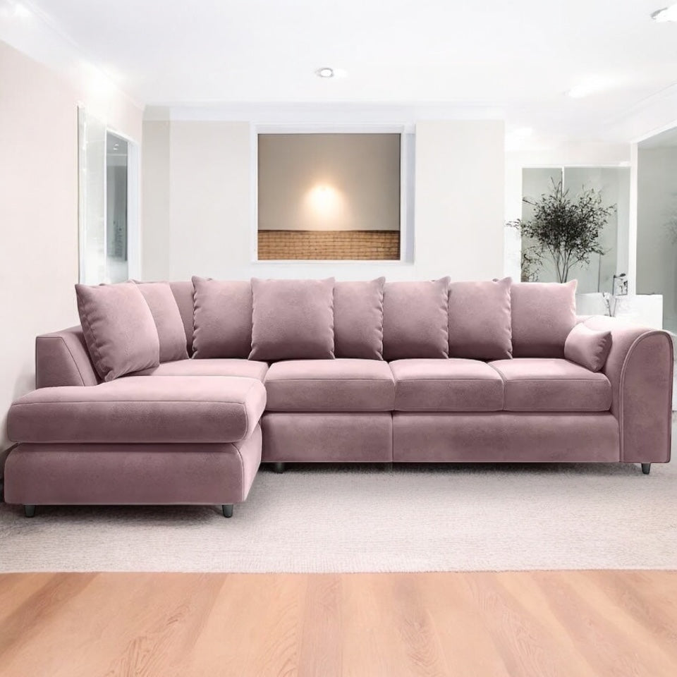 XL-5 Seater Plush Velvet Scatter Back Corner Sofa