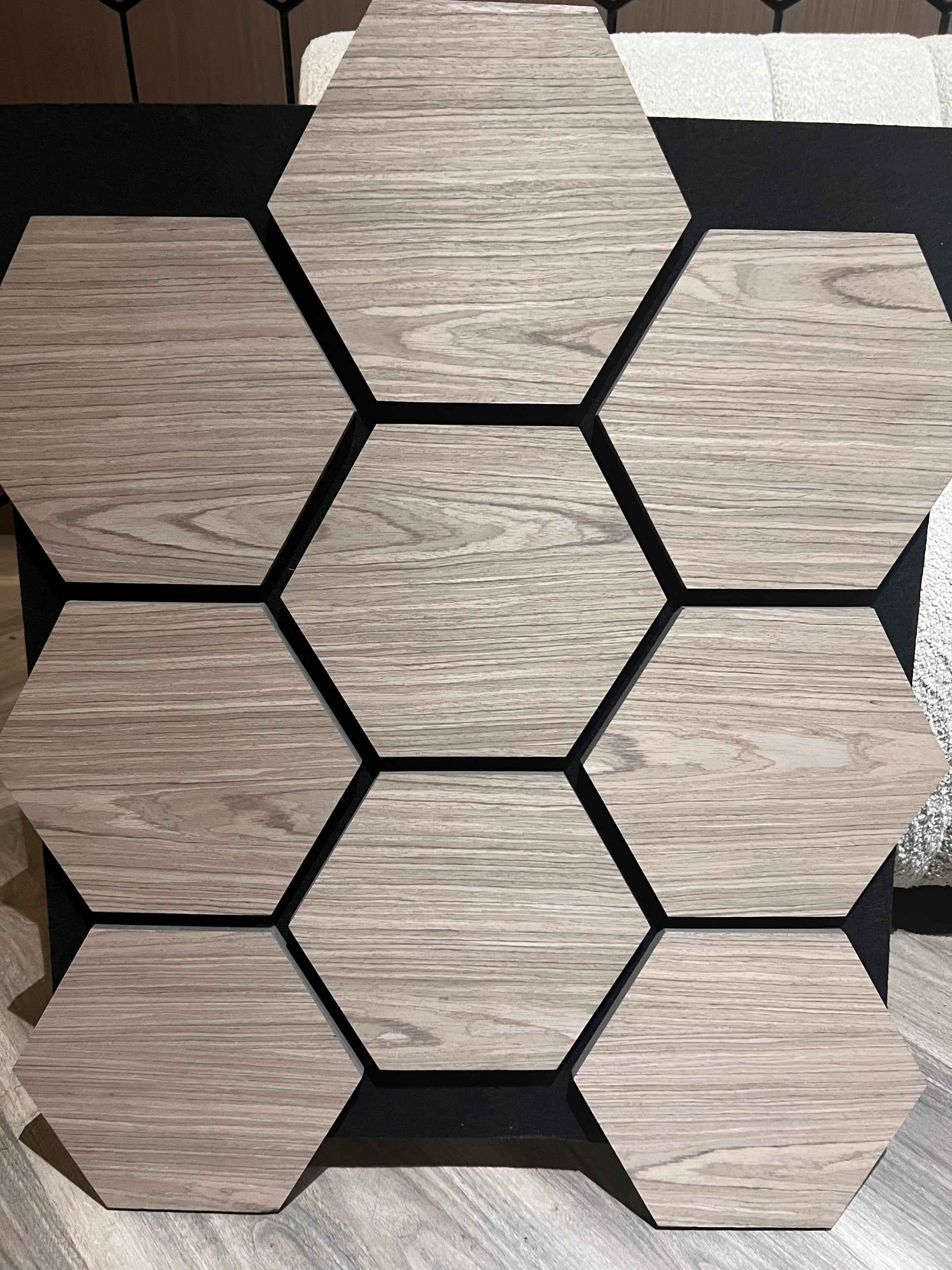 Light Oak Hexagon Acoustic Wall Panels - Box of 4 - 70cm-60cm per Panel