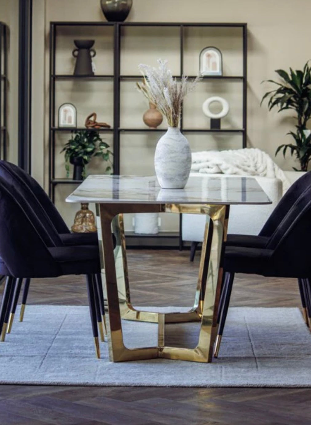 Loki 180cm Dining Table Top in Gold & Stone