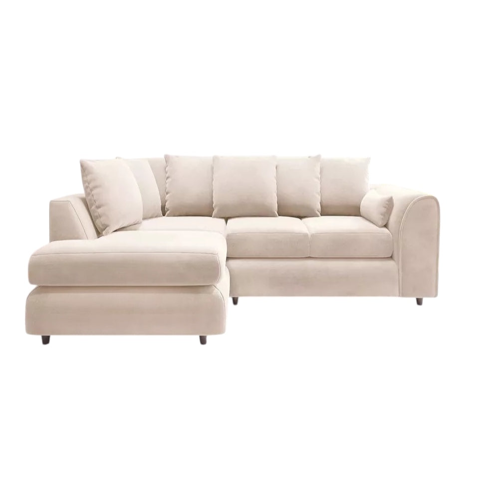 PLUSH VELVET SCATTER BACK L SHAPE SOFA