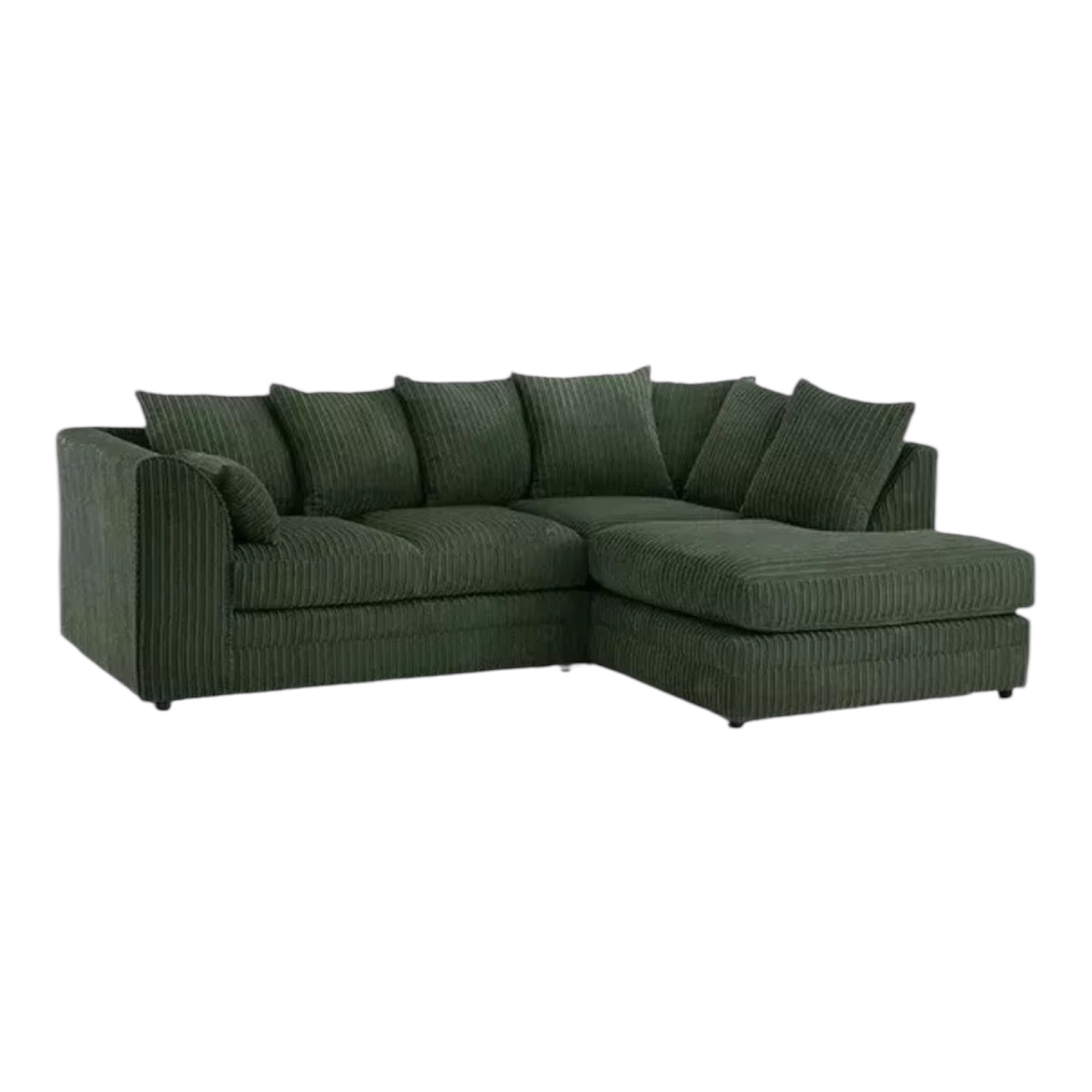 Forest Green - Jumbo Cord 3+2 Seater - Corner Sofa Suite Set - Footstool & Swivel Chair