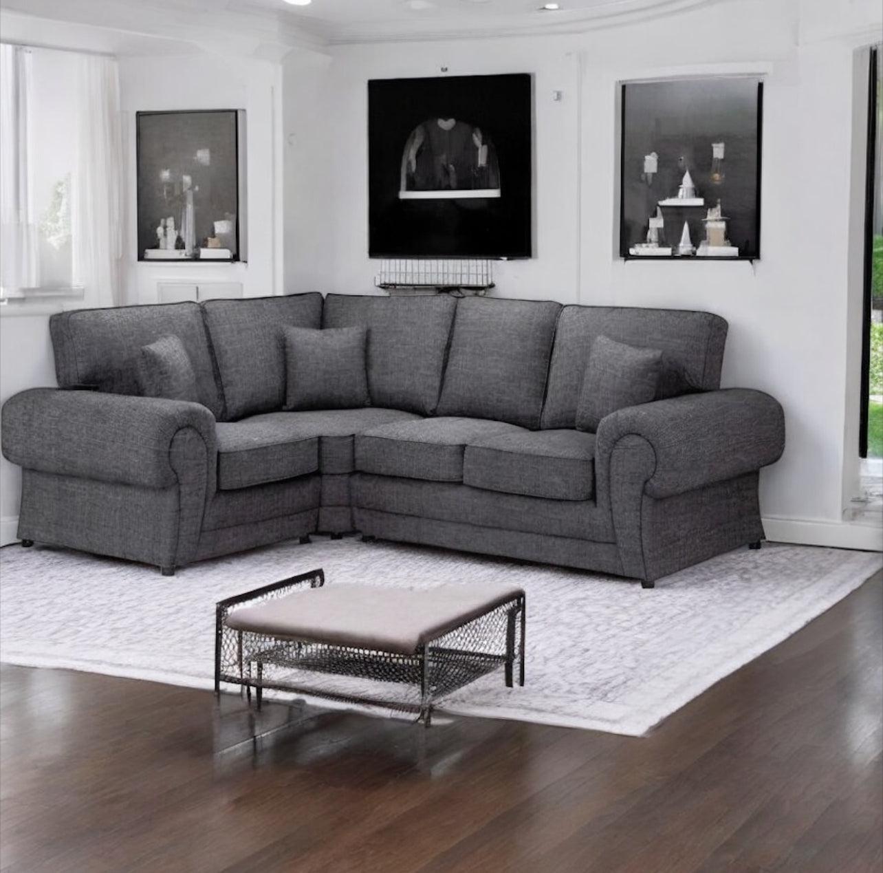 WILCOT FABRIC FULL BACK CORNER SOFA SET