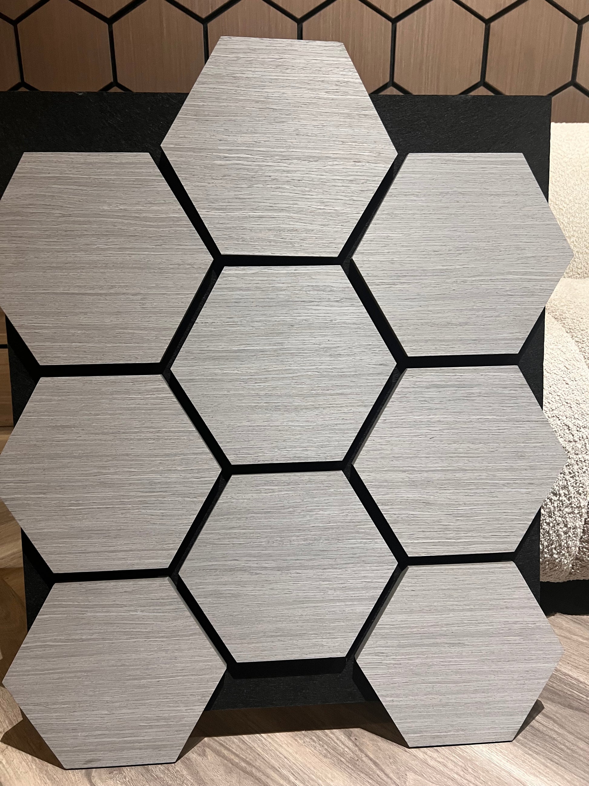 Light Oak Hexagon Acoustic Wall Panels - Box of 4 - 70cm-60cm per Panel