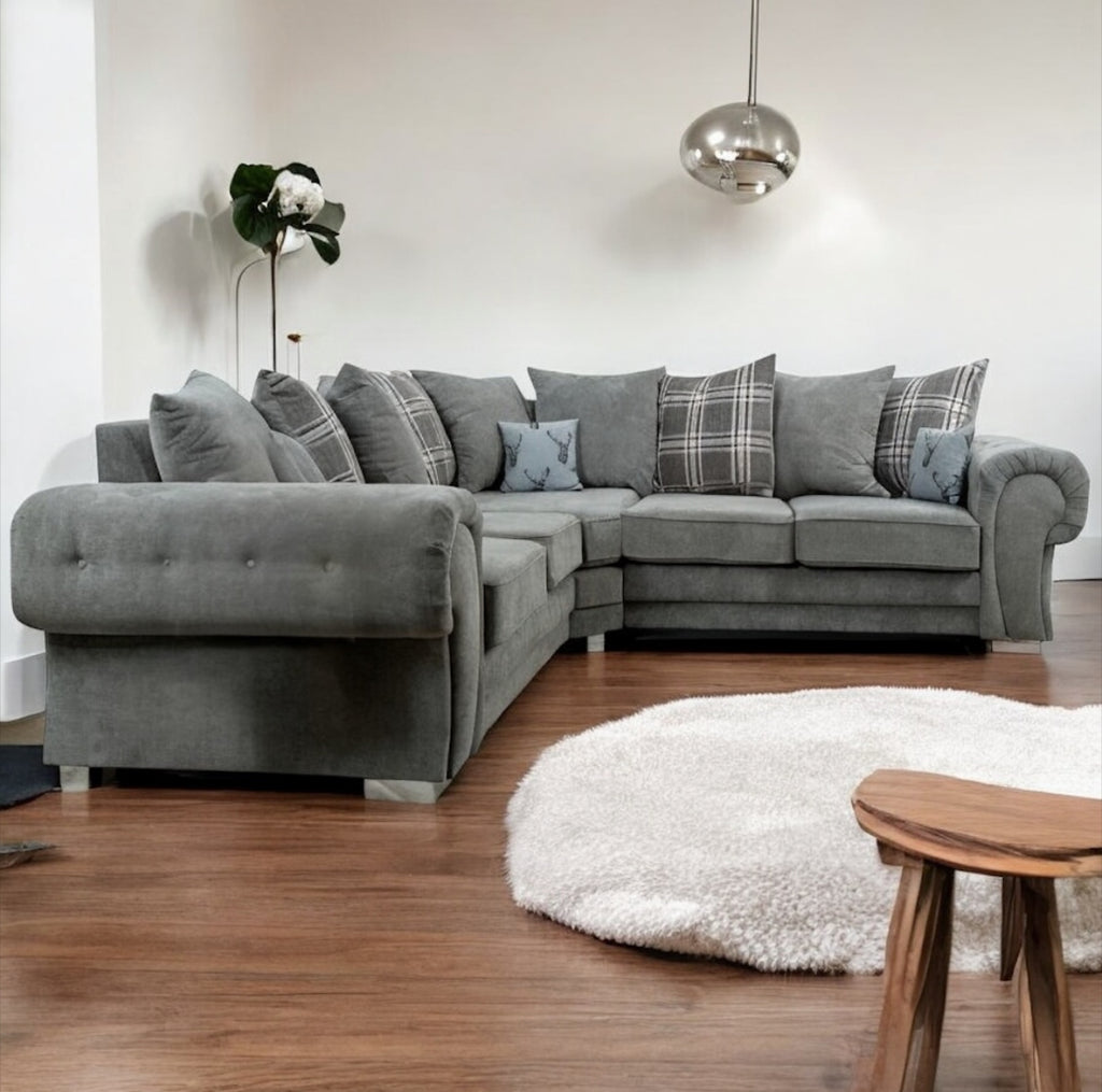 Verona Fabric Scatter Back in Grey Corner Sofa