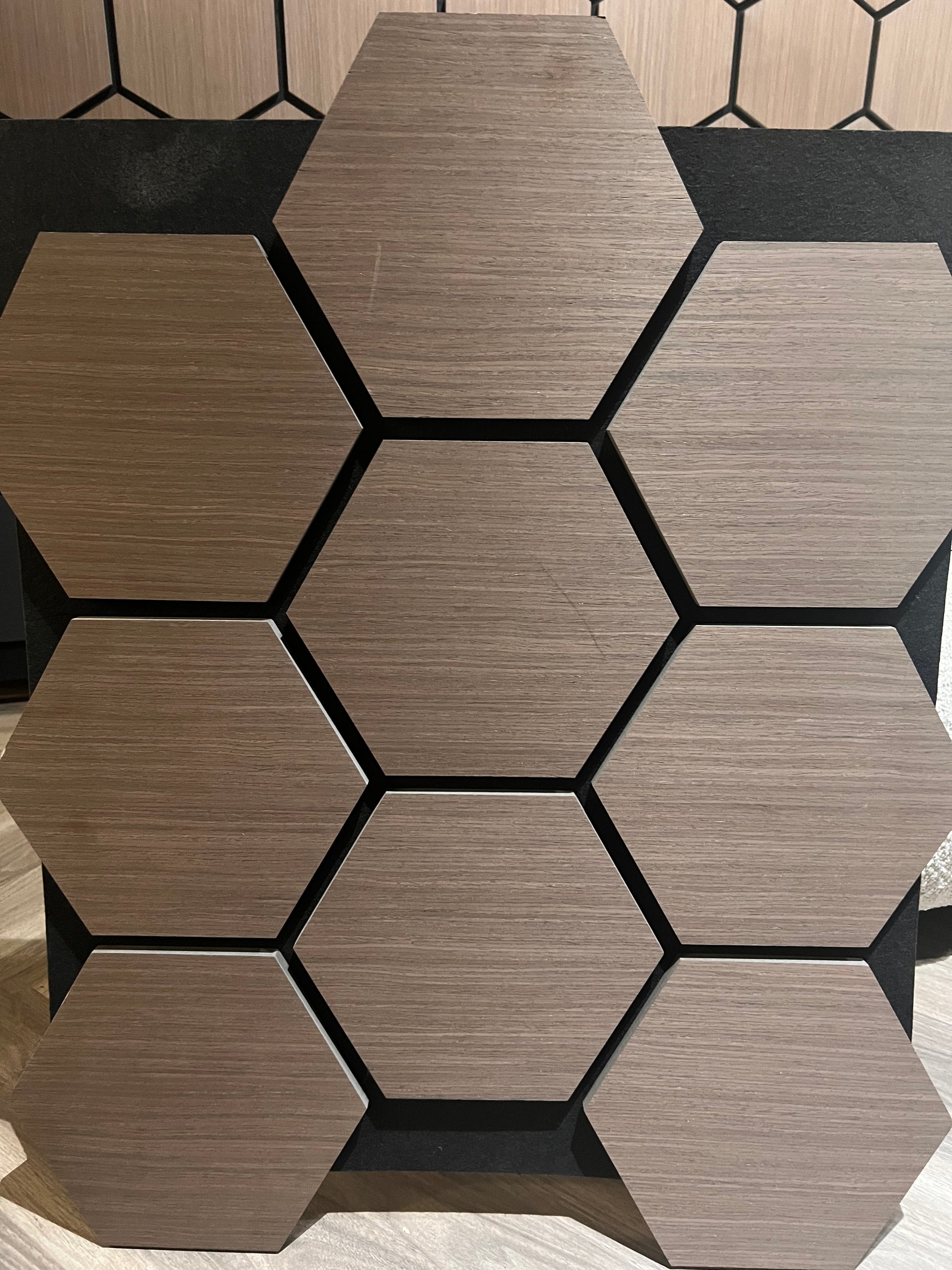 Light Oak Hexagon Acoustic Wall Panels - Box of 4 - 70cm-60cm per Panel