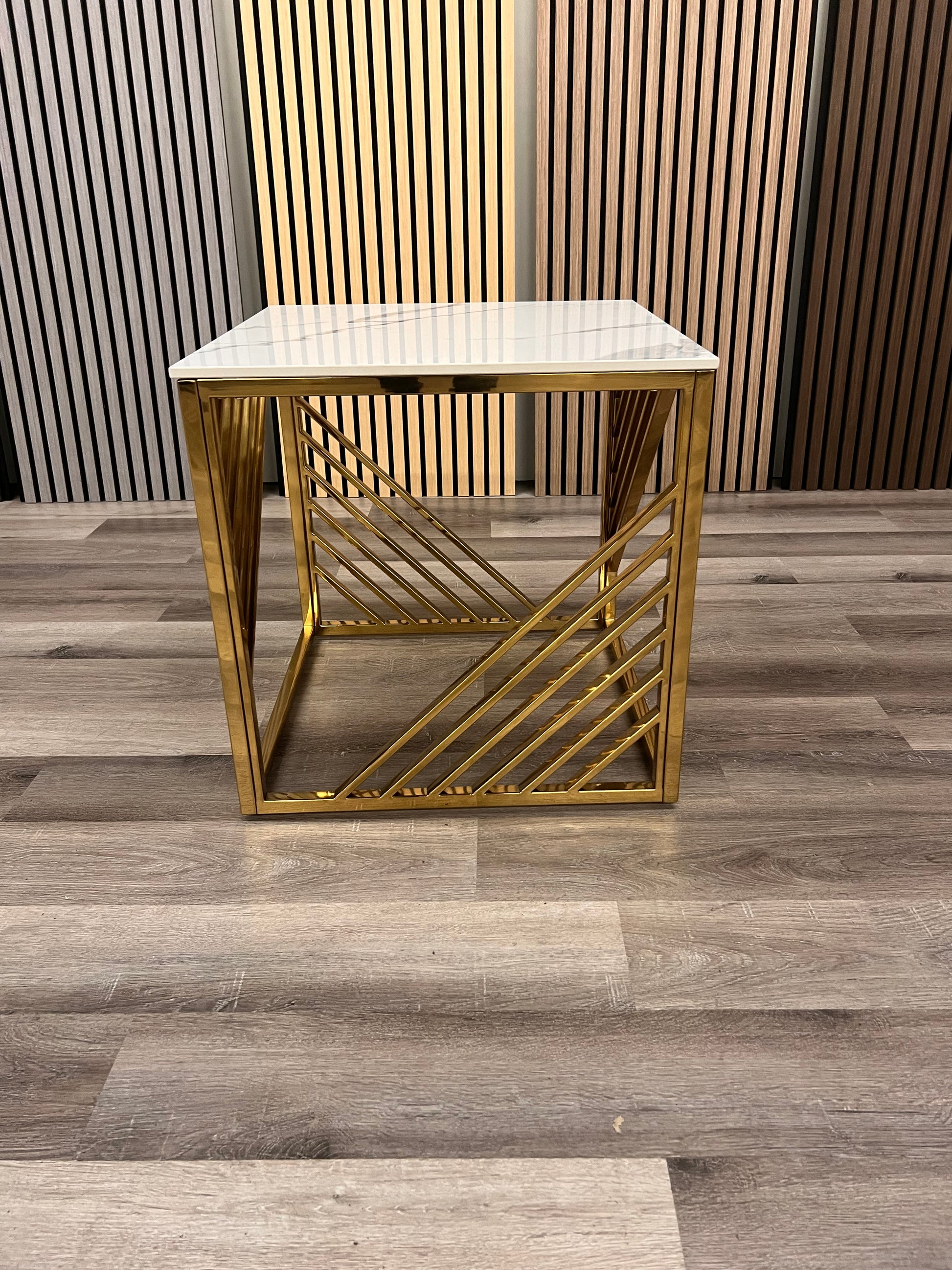 Azuri Gold Marble Lamp Side Table
