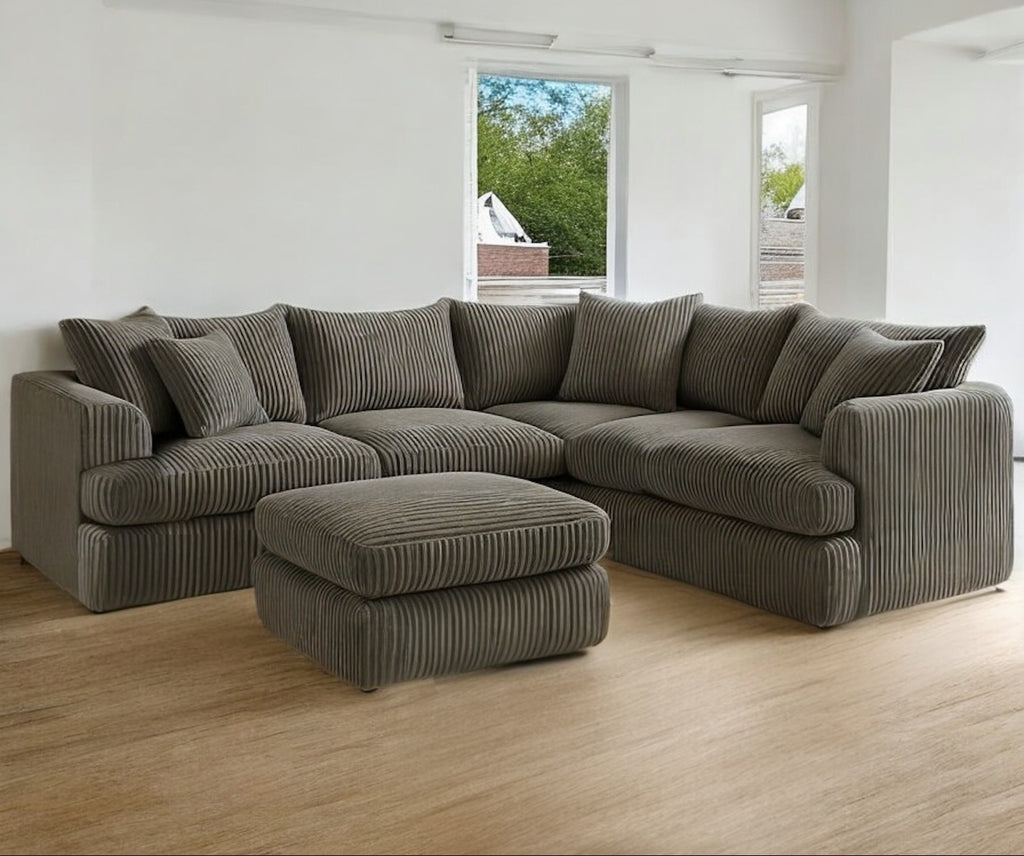 Liverpool Cord Corner Sofa Set With Foot Stool