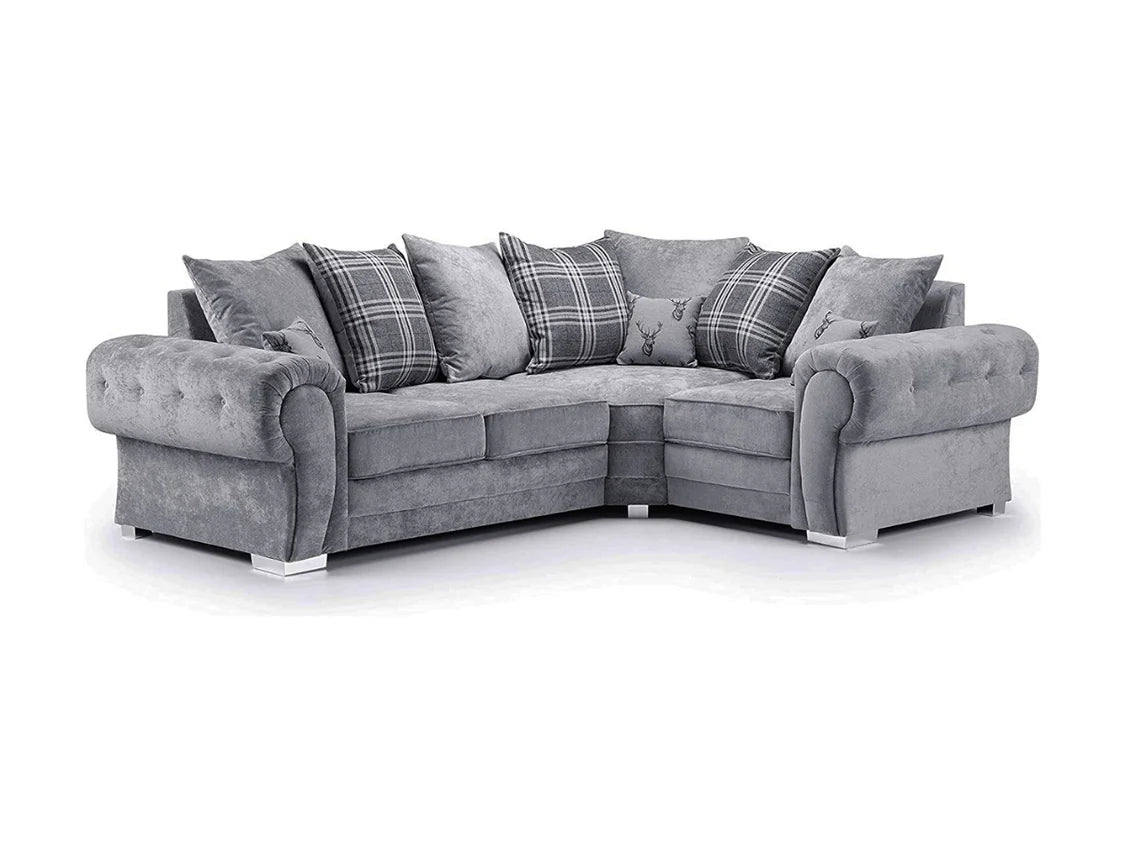 Verona Fabric Scatter Back in Grey Corner Sofa