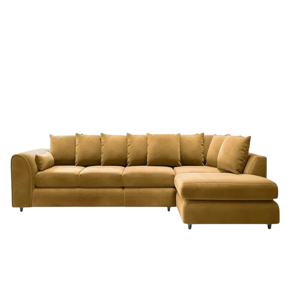 XL-5 Seater Plush Velvet Scatter Back Corner Sofa