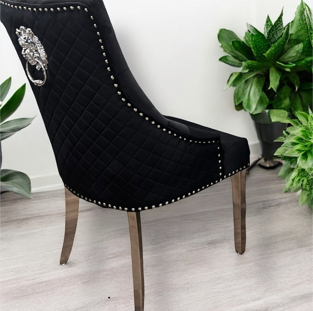 Majestic Lion Knocker Velvet Dining Chair