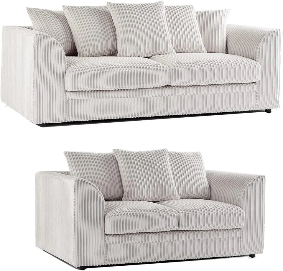 3+2 SEATER JUMBO CORD SCATTER BACK SOFA SET