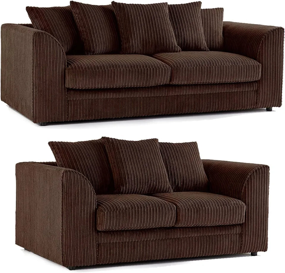 3+2 SEATER JUMBO CORD SCATTER BACK SOFA SET