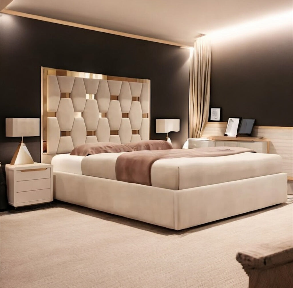 2025 Golden Pyramid Trim TV Bed Option & Ottoman Storage