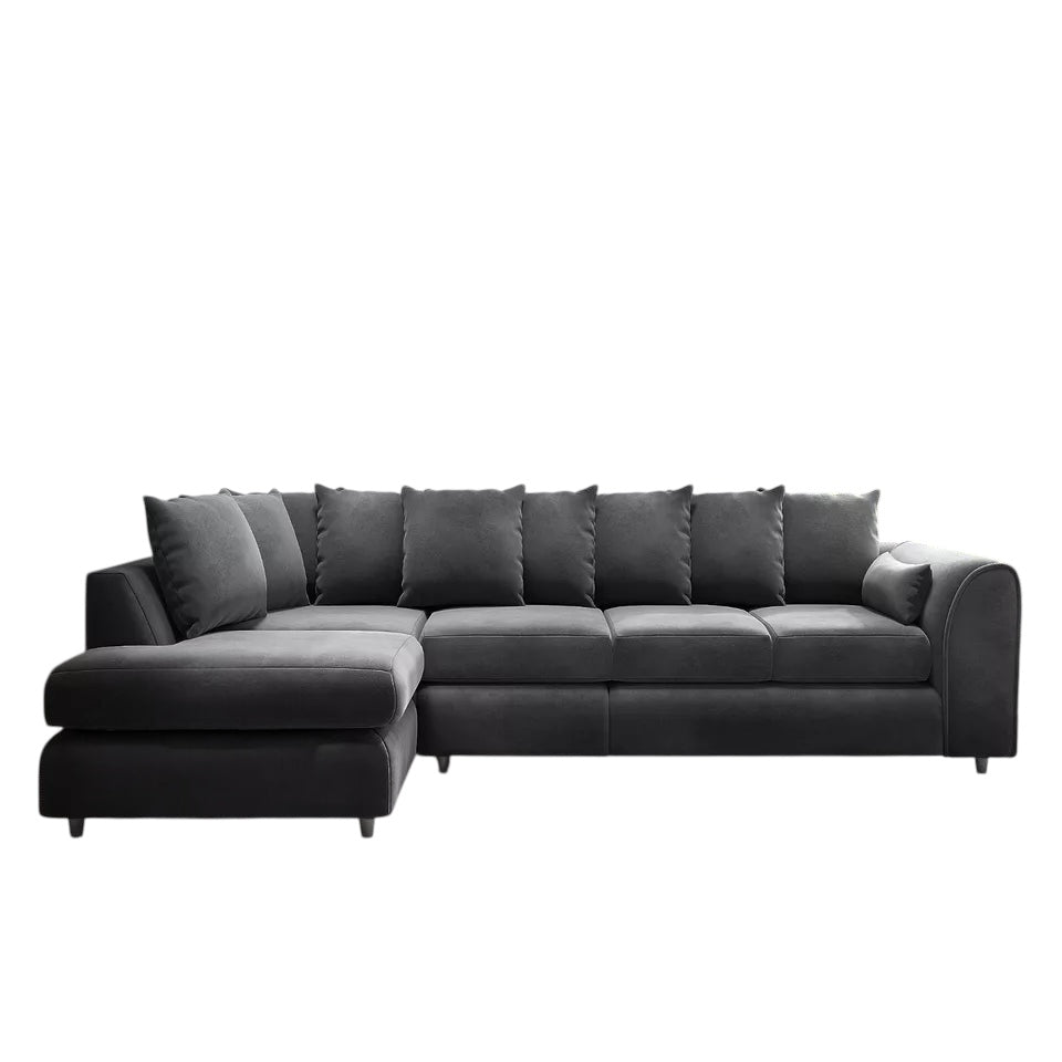 XL-5 Seater Plush Velvet Scatter Back Corner Sofa