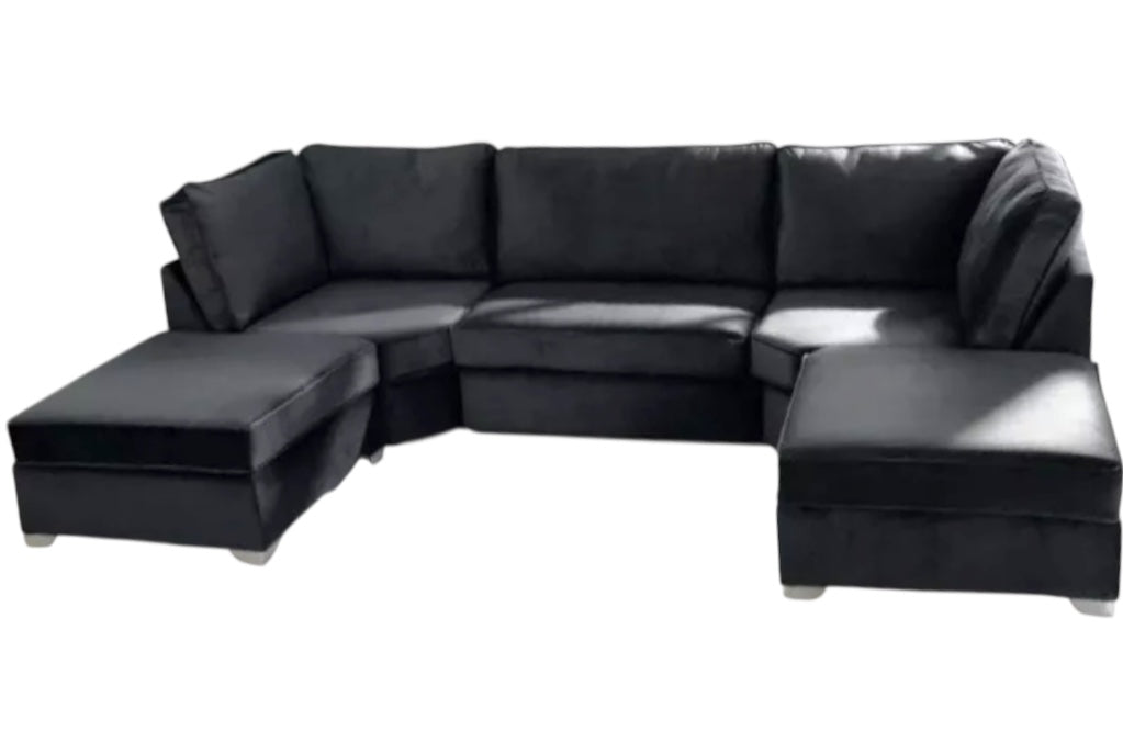 BISHOP U SHAPE FULL BACK CORNER SOFA – PLUSH VELVET