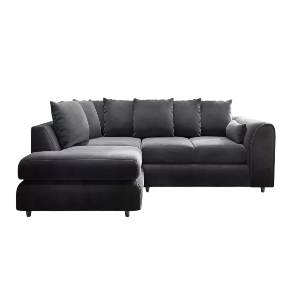 PLUSH VELVET SCATTER BACK L SHAPE SOFA