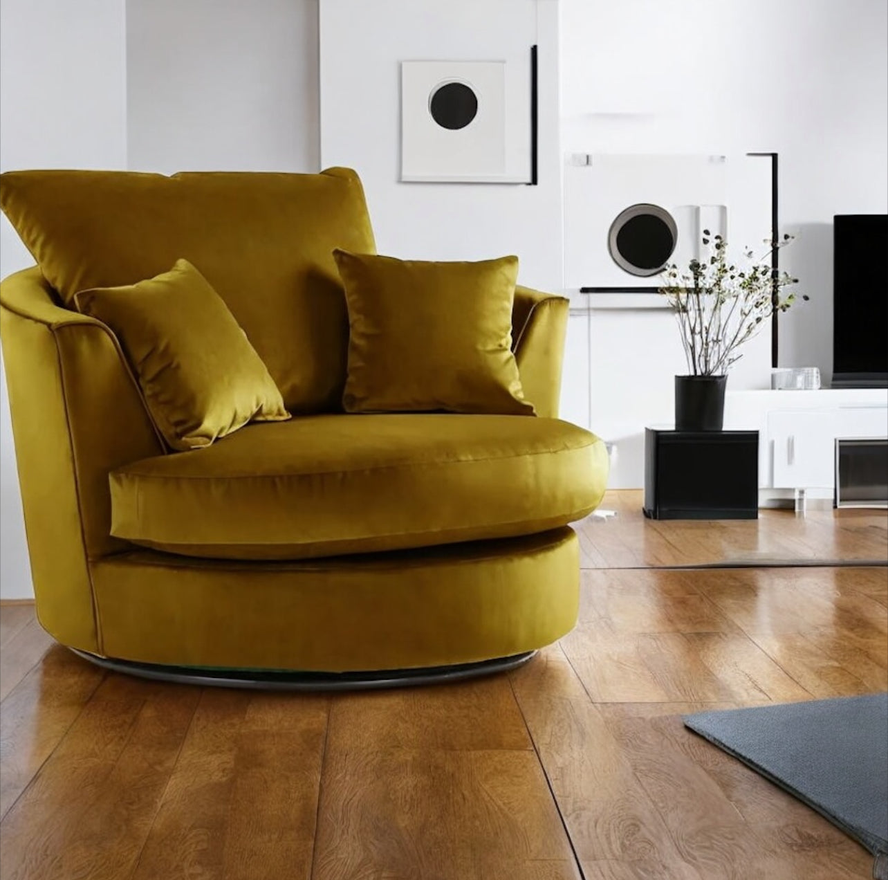 Plush Velvet Cuddle Swivel Chair