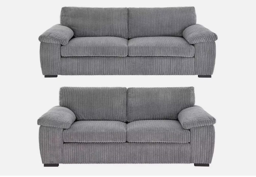 Jumbo Cord Lilly 3+2 Seater Sofa Set - Grey