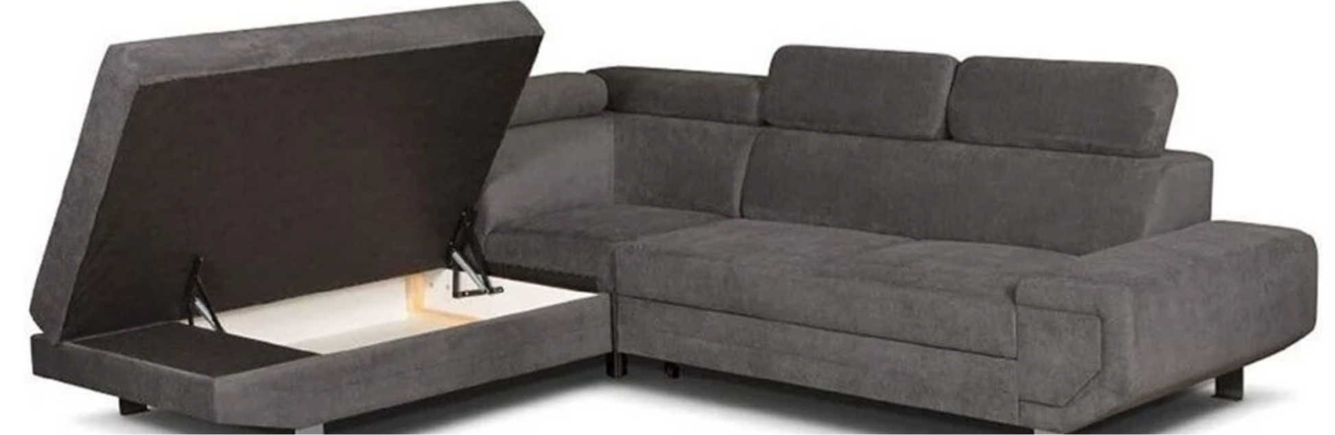 Graceland Corner Sofa Bed & Storage in Graphite Chenille