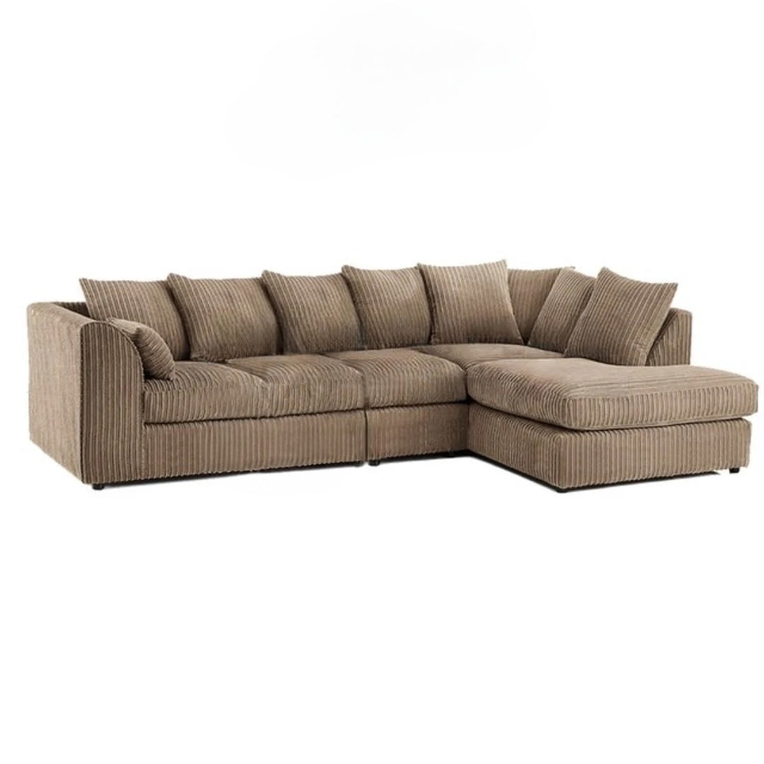 XL-5 SEATER JUMBO CORD CORNER SCATTER BACK SOFA