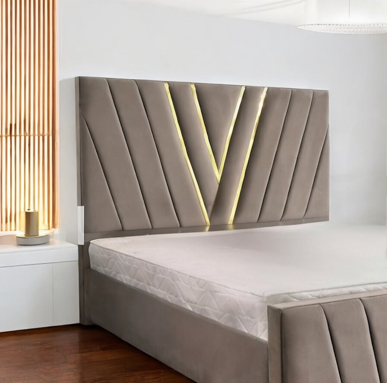 Luxury V Line Designer Bed with Ottoman Storage Option